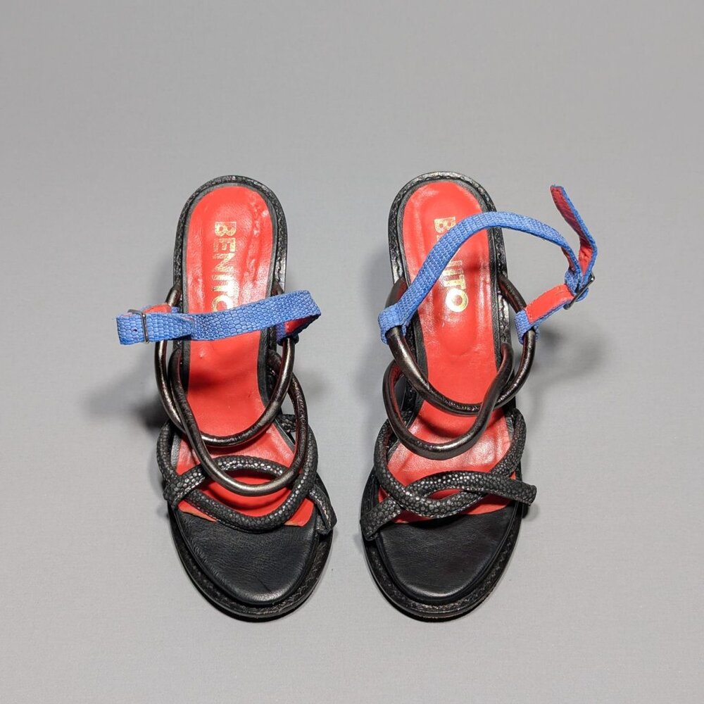 Benito High Heel Sandals Size 6 Colors Black, Blue and White heels